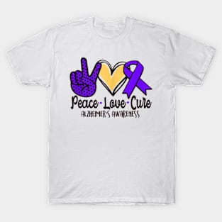 Peace Love Cure Alzheimer Awareness Men Women Kids T-Shirt